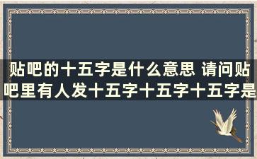 贴吧的十五字是什么意思 请问贴吧里有人发十五字十五字十五字是什么意思